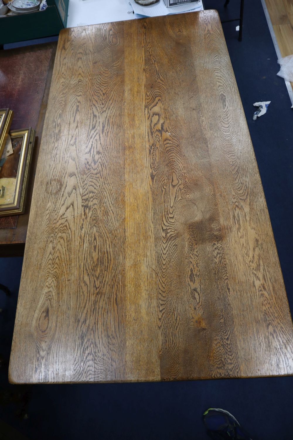 A small 17th century style oak refectory table, 137 x 69cm height 74cm